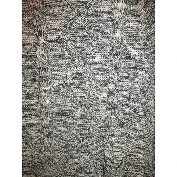 Poof Excellence Women's Black White Marled Cable Knit Long Sleeve Sweater Size S - Picture 3 of 6